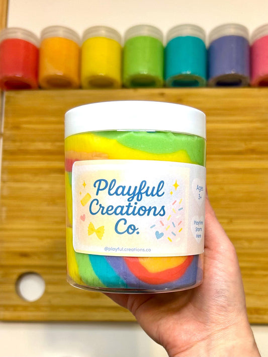Colorful Handmade Playdough | Bright Rainbow Sensory Dough for Kids | Non-Toxic, Soft, Long-Lasting Play Dough | Custom Party Favors