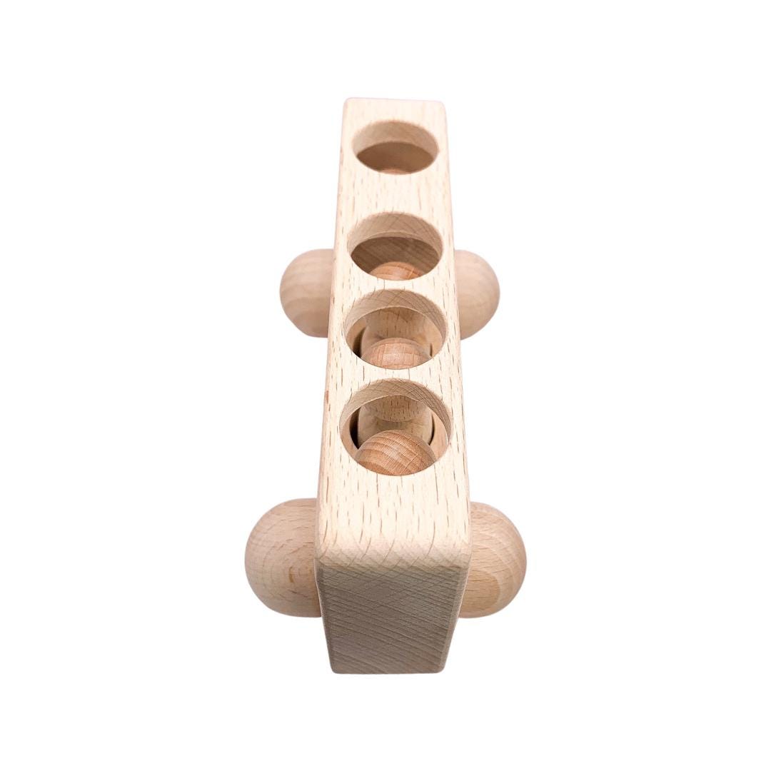 Natural Beechwood Bus with Peg Dolls | Montessori Wooden Toy | Open-Ended Play | Waldorf Small World | Handmade Wooden Bus for Kids Gift
