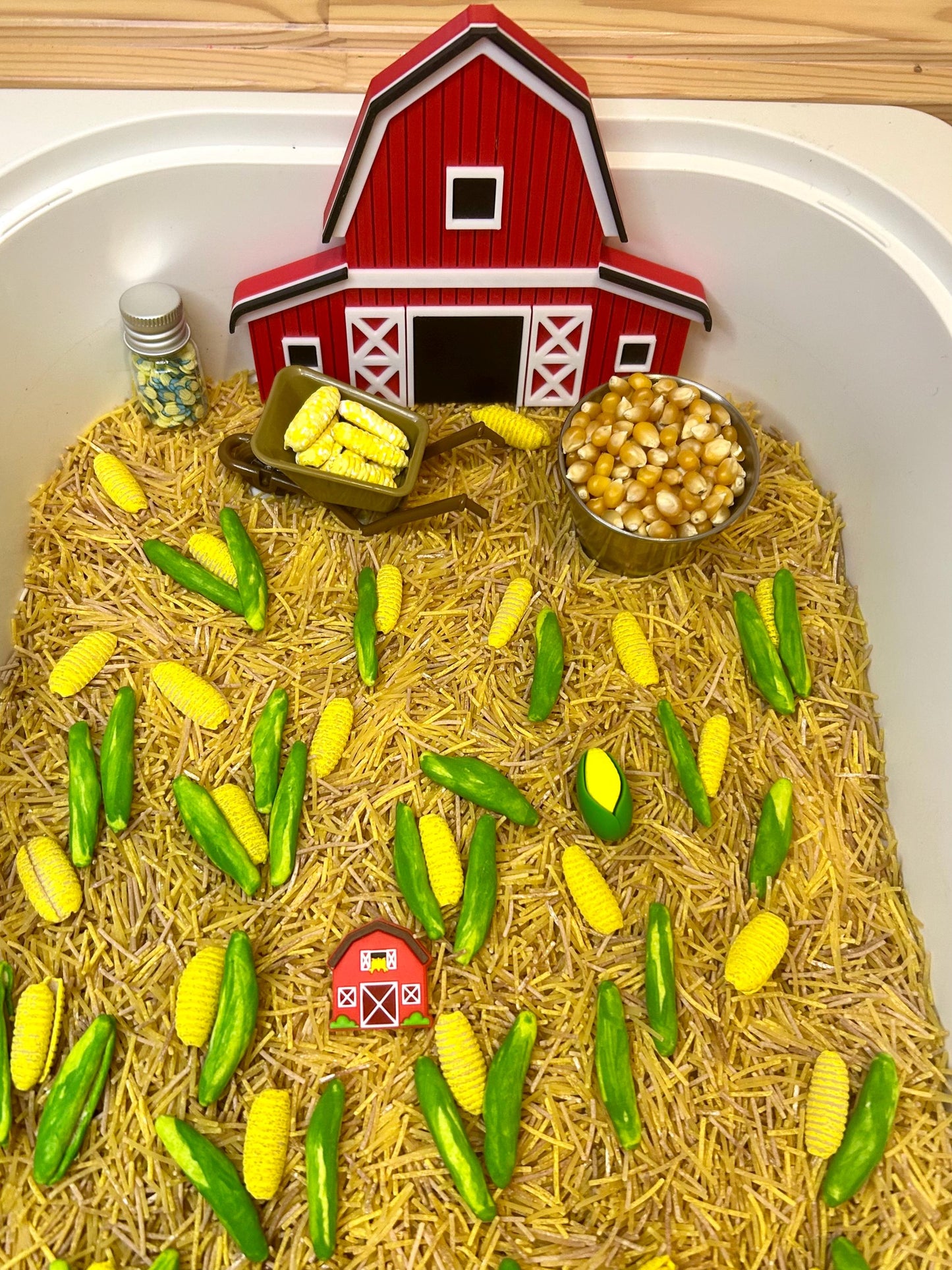 Corn Maze Sensory Bin Filler | Farm Sensory Filler Mix | Hay Pasta Corn Sensory Play | Tractor Loose Parts | Montessori Fall Themed Activity