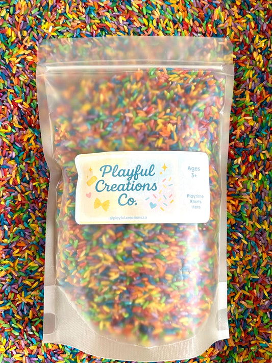 Rainbow Rice Sensory Bin Filler Mix | Colorful Dyed Rice for Montessori | Open-Ended Play β Bright Tuff Tray Filler | Calm Sensory Activity
