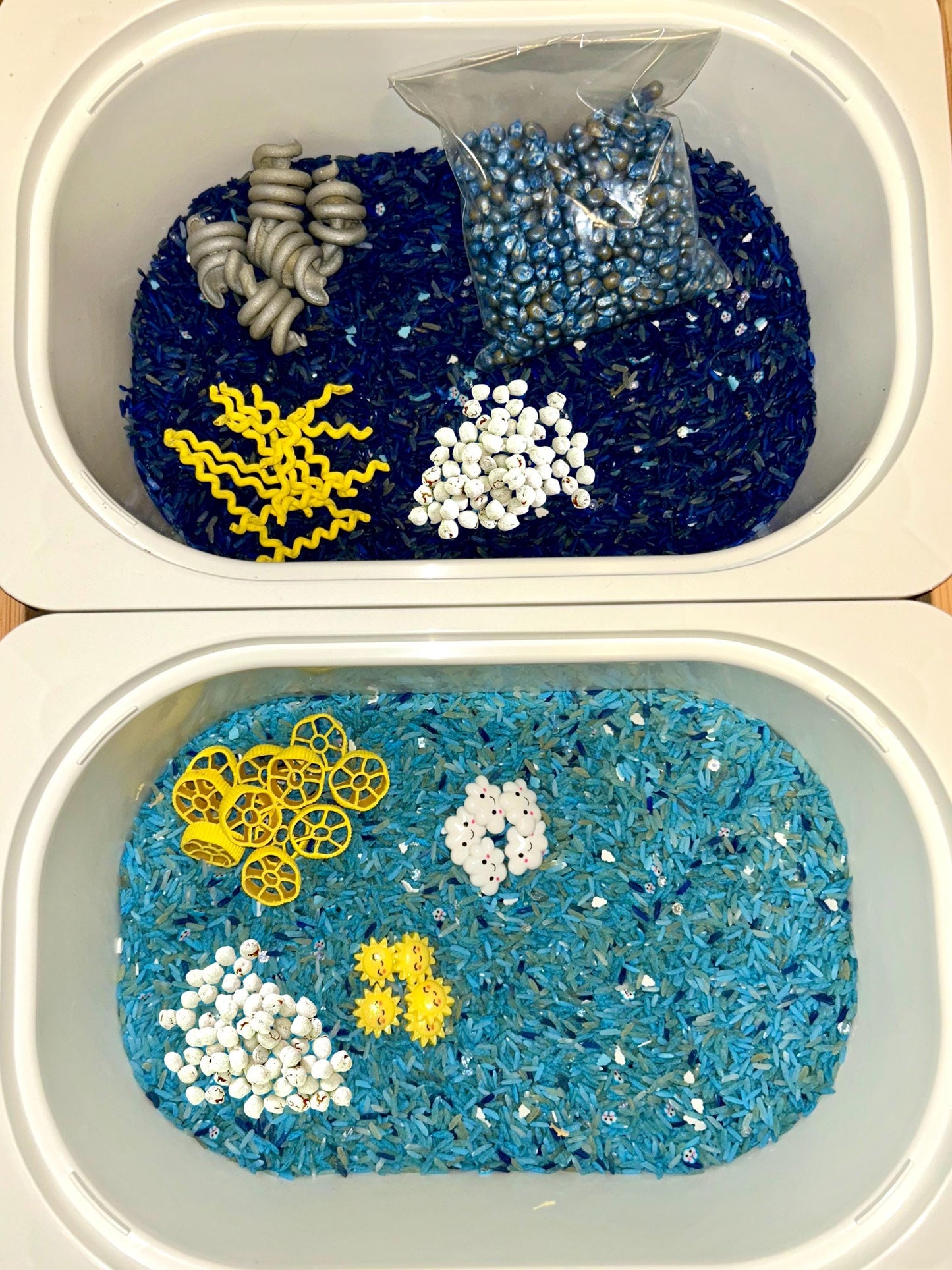Sunny vs Stormy Weather Sensory Bin Mix | Lightning, Clouds, Rain and Sun Filler | Montessori Learning | Playtime Exploration for Preschool