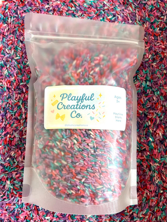 Unicorn Sensory Rice Mix β Pink, Purple and Blue Colorful Rice Sensory Bins | Magical Play Filler for Kids | Montessori | Preschool Activity