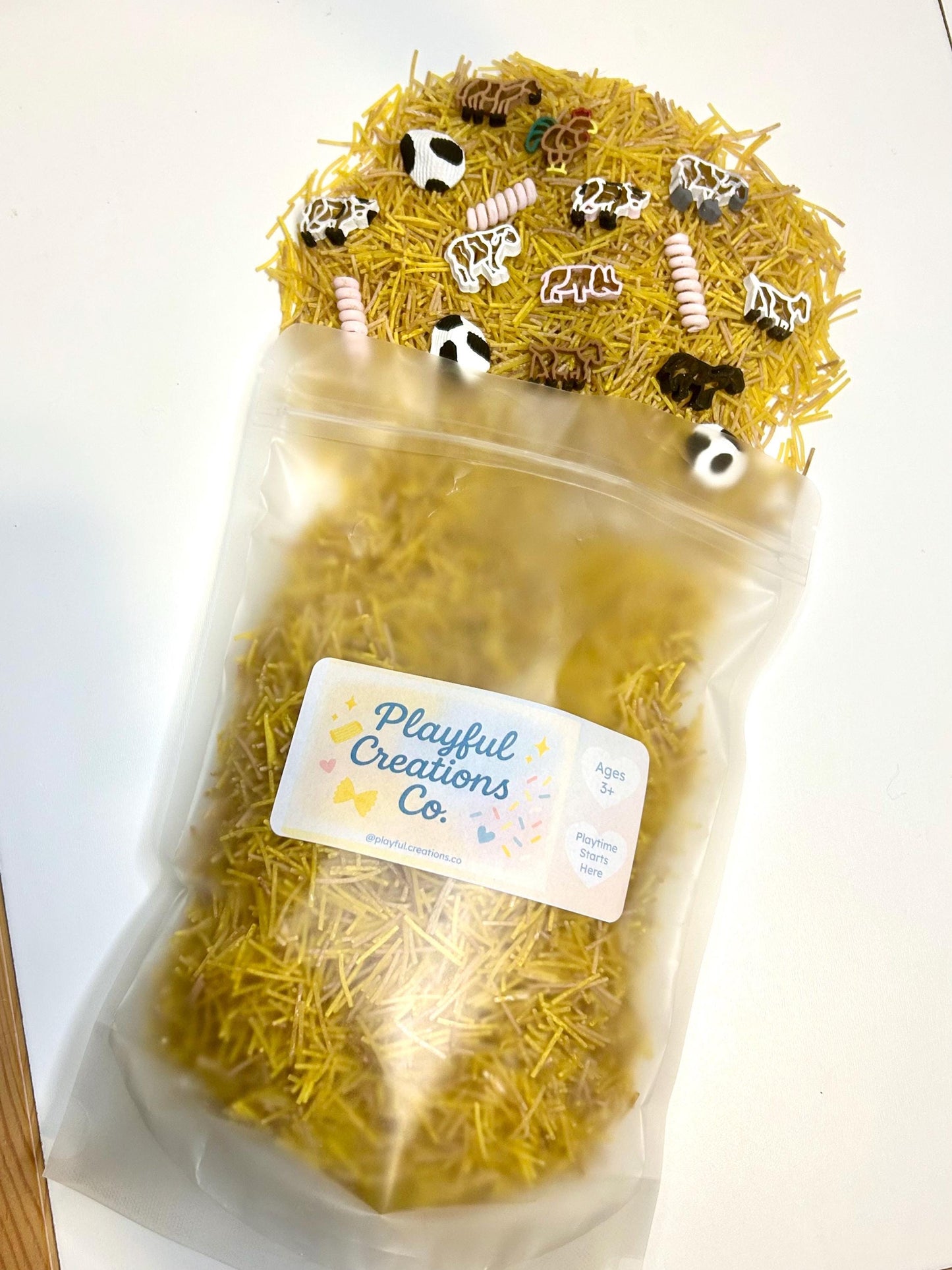 Farm Animals Sensory Filler | Barnyard Sensory Bin Mix | Hay Pasta Sensory Play | Painted Farm Animals | Fall Montessori Small World Play