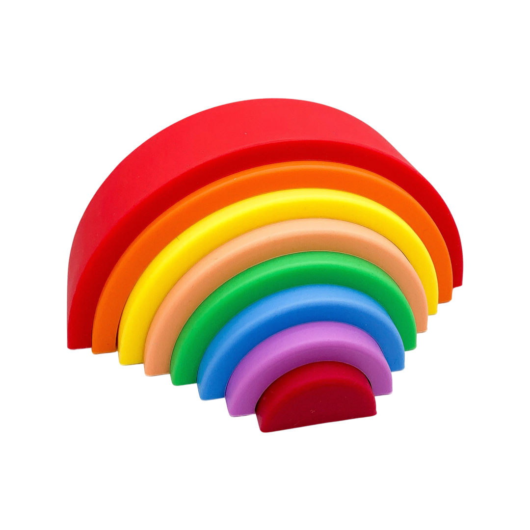 Montessori Silicone Stacking Rainbows | Baby Sensory & Bath Toy | BPA-Free Silicone