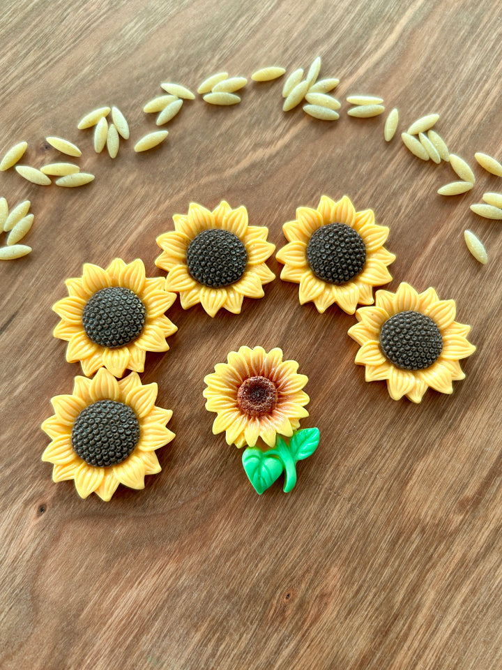 Lot of 6 Sunflower Charms | Fall-Themed Resin Loose Parts