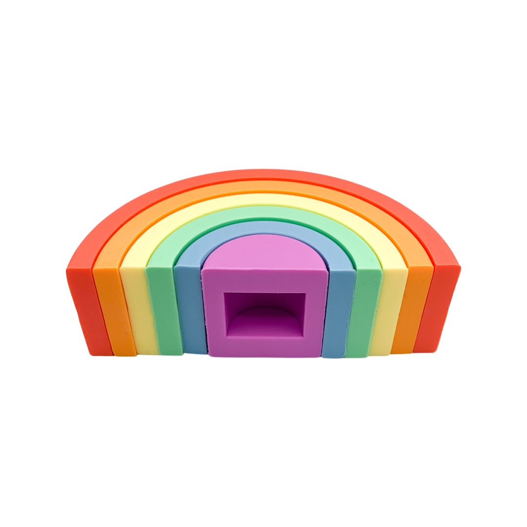 Montessori Silicone Stacking Rainbows | Baby Sensory & Bath Toy | BPA-Free Silicone