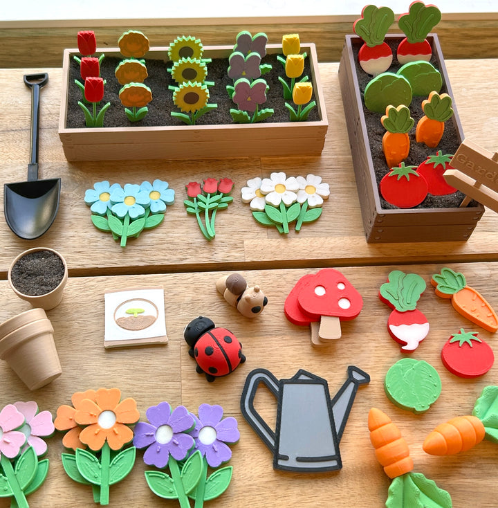 Miniature Gardening Set | Small World Play | Garden Sensory Bin | Playdough or Kinetic Sand ‘Dirt’