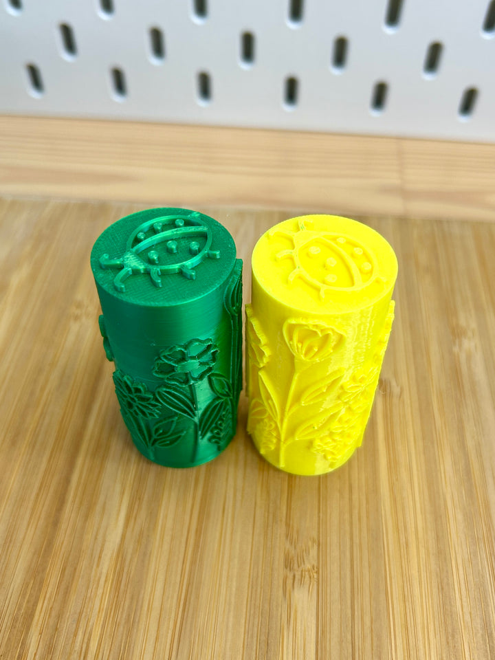 Spring-Themed | 3D Printed Texture Roller | Insects & Flowers | Playdough Tool