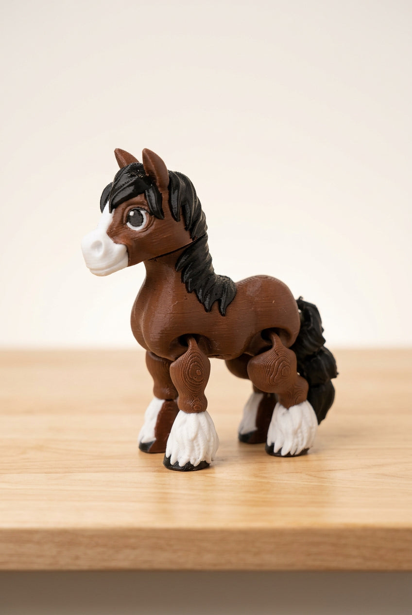 3D Printed Articulated Brown Horse