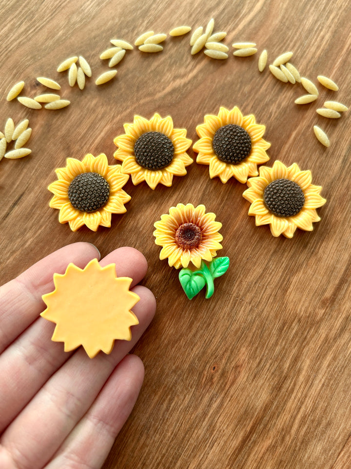 Lot of 6 Sunflower Charms | Fall-Themed Resin Loose Parts