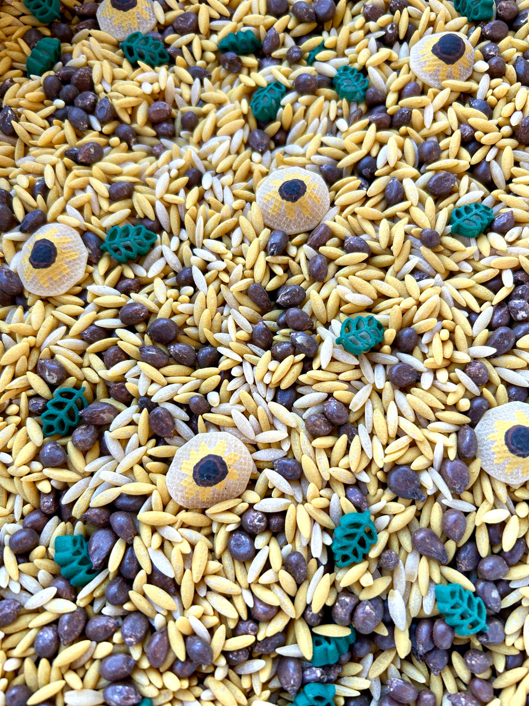 Sunflower Fields Sensory Filler | Fall Sensory Bin | Handpainted Sunflower Pasta