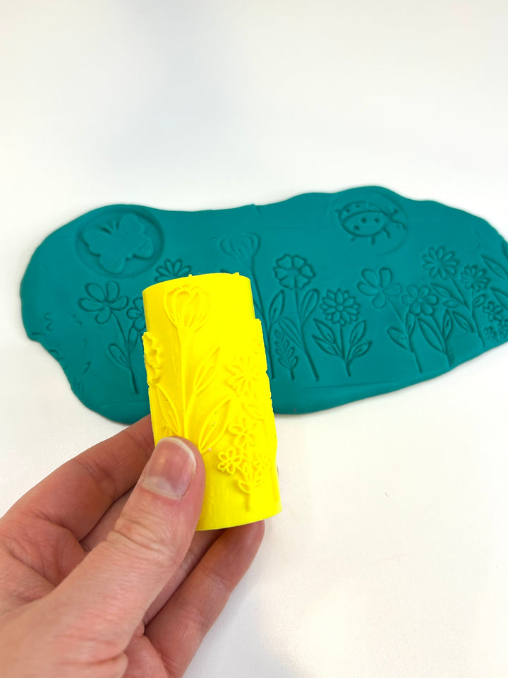 Spring-Themed | 3D Printed Texture Roller | Insects & Flowers | Playdough Tool