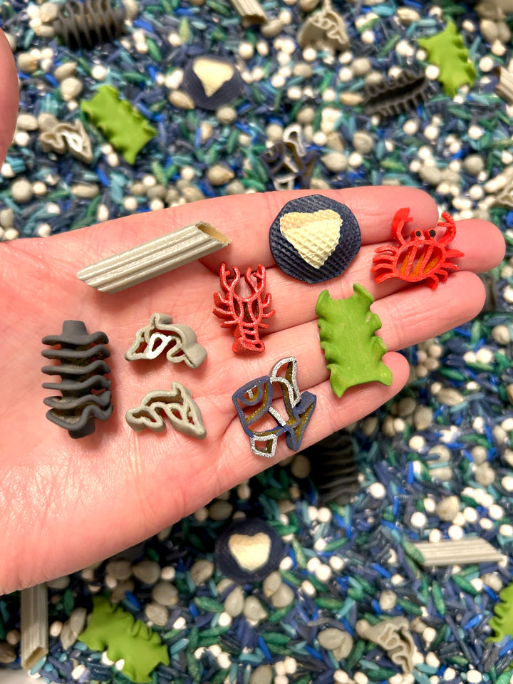 Into the Deep: Shark Sensory Filler Mix | Ocean Sensory Bin | Handpainted Pasta