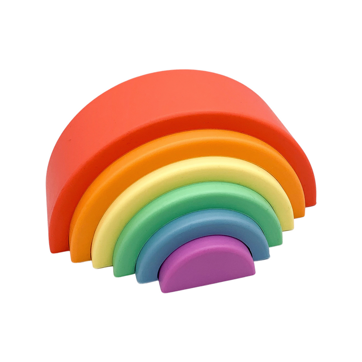 Montessori Silicone Stacking Rainbows | Baby Sensory & Bath Toy | BPA-Free Silicone