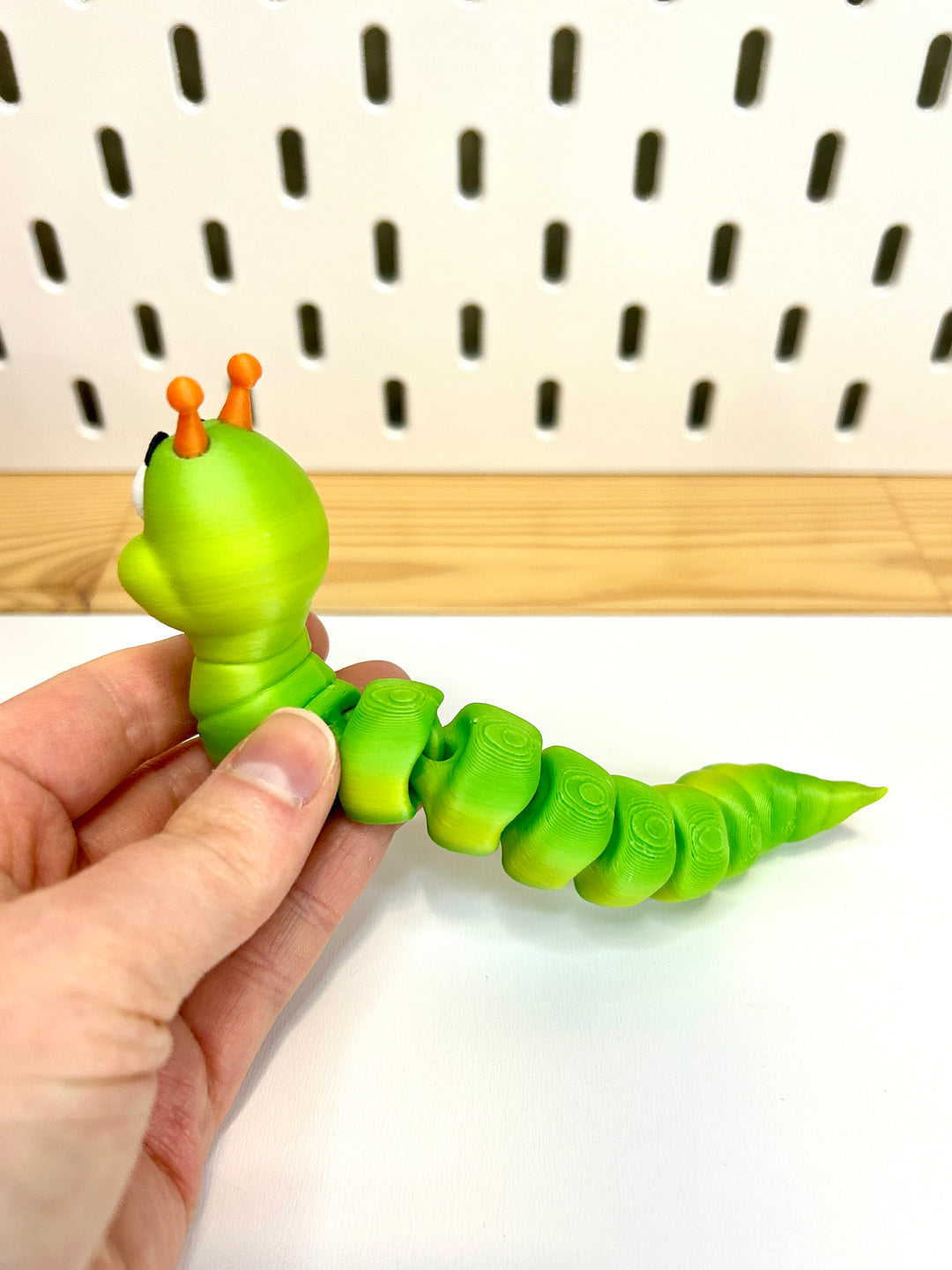 3D Printed Articulated Green Worm | Back to School Sensory Play | Eco-Friendly PLA
