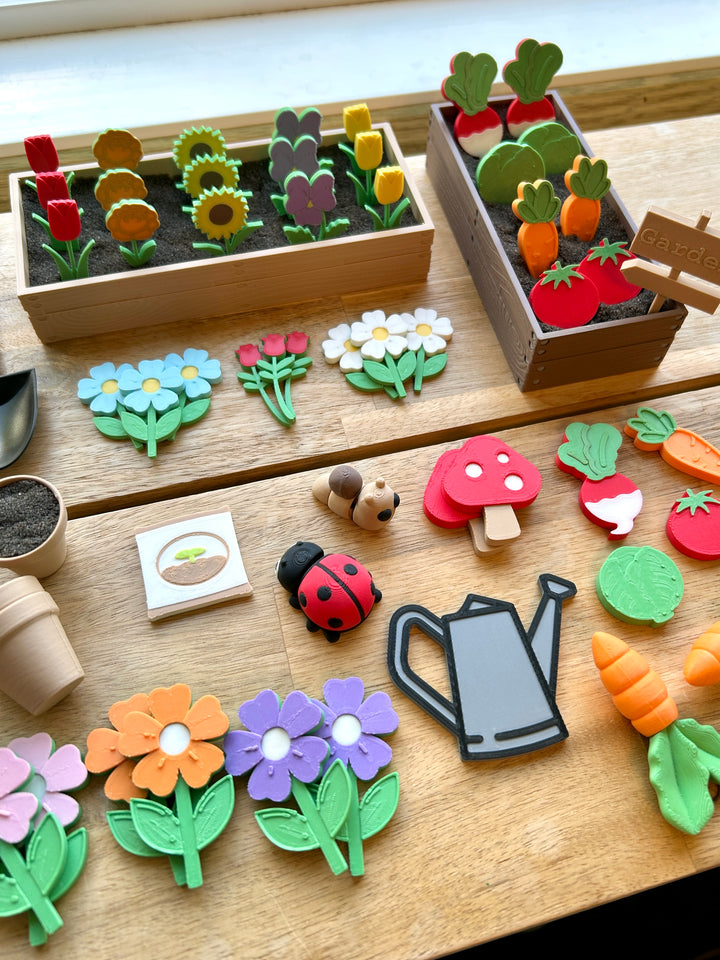 Miniature Gardening Set | Small World Play | Garden Sensory Bin | Playdough or Kinetic Sand ‘Dirt’