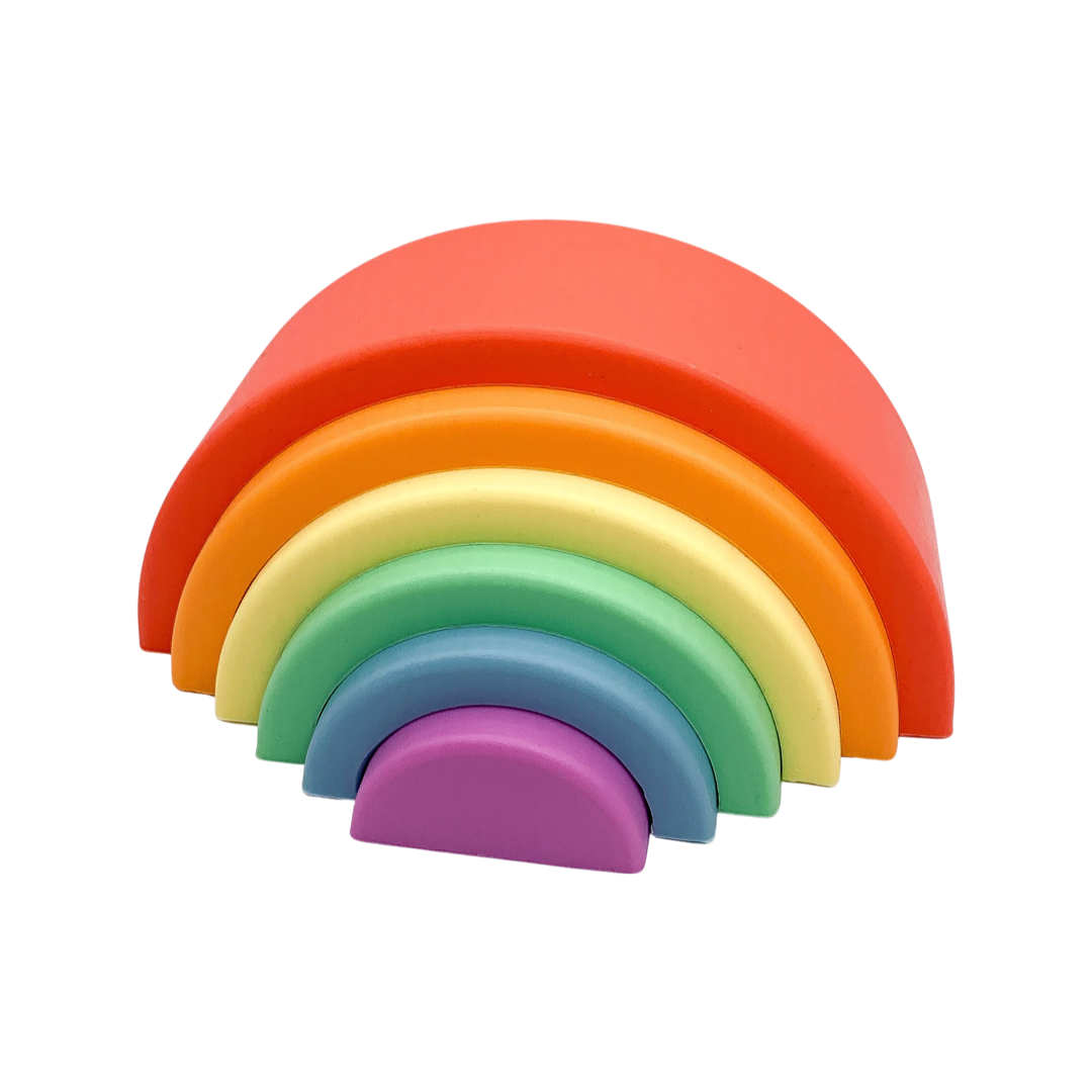 Montessori Silicone Stacking Rainbows | Baby Sensory & Bath Toy | BPA-Free Silicone
