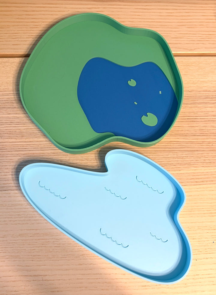 Pond Life &amp; Water Trays | Frog Sensory Bin | 3D Printed Trinket Tray