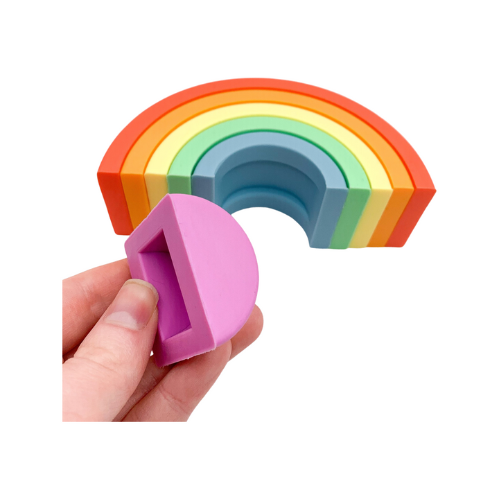 Montessori Silicone Stacking Rainbows | Baby Sensory & Bath Toy | BPA-Free Silicone