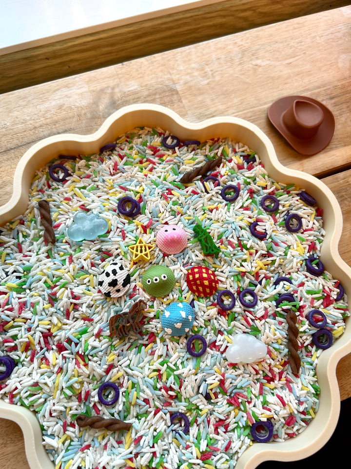 Cowboys &amp; Cosmos Sensory Filler Mix | Movie-Inspired Sensory Play | Handpainted Pasta
