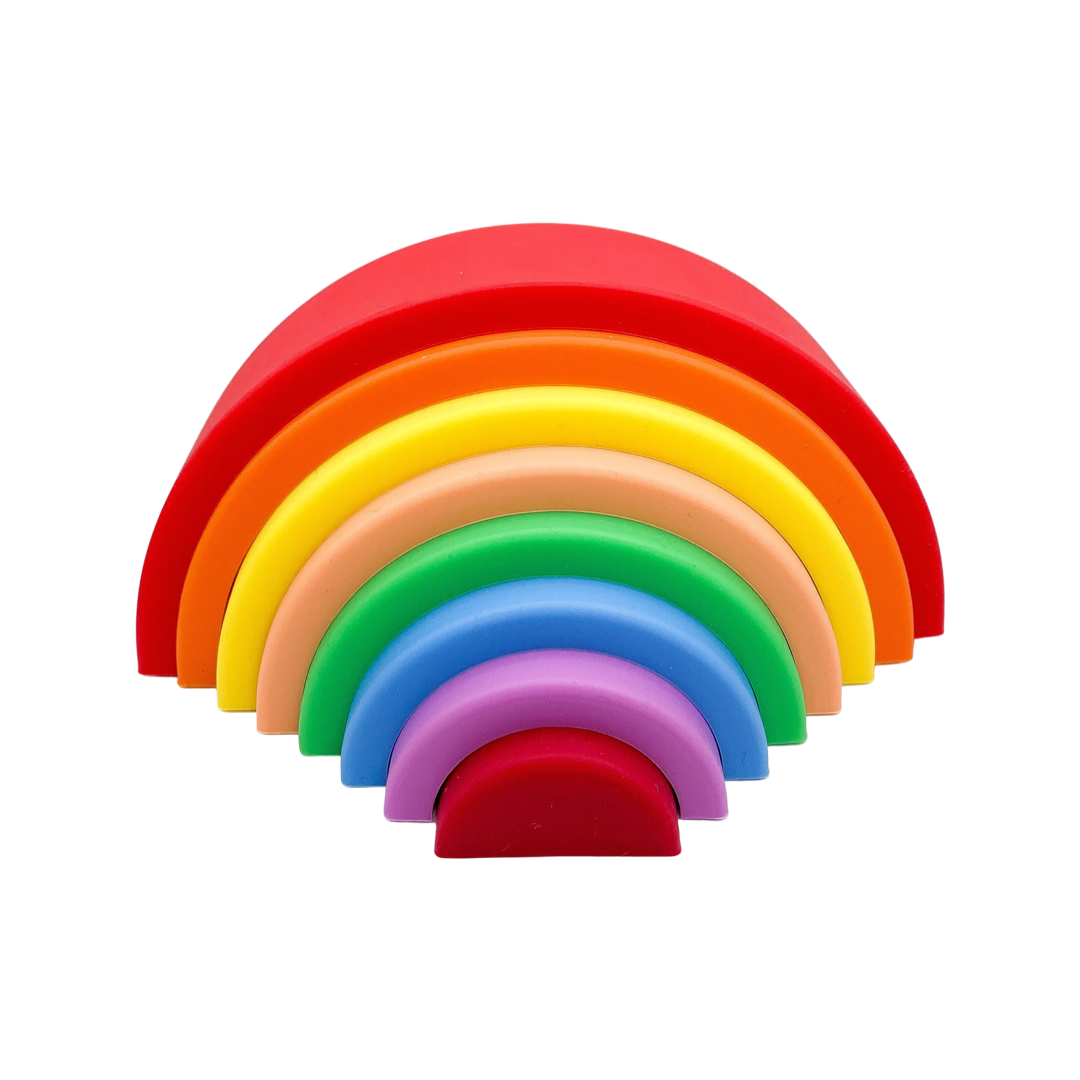 Montessori Silicone Stacking Rainbows | Baby Sensory & Bath Toy | BPA-Free Silicone