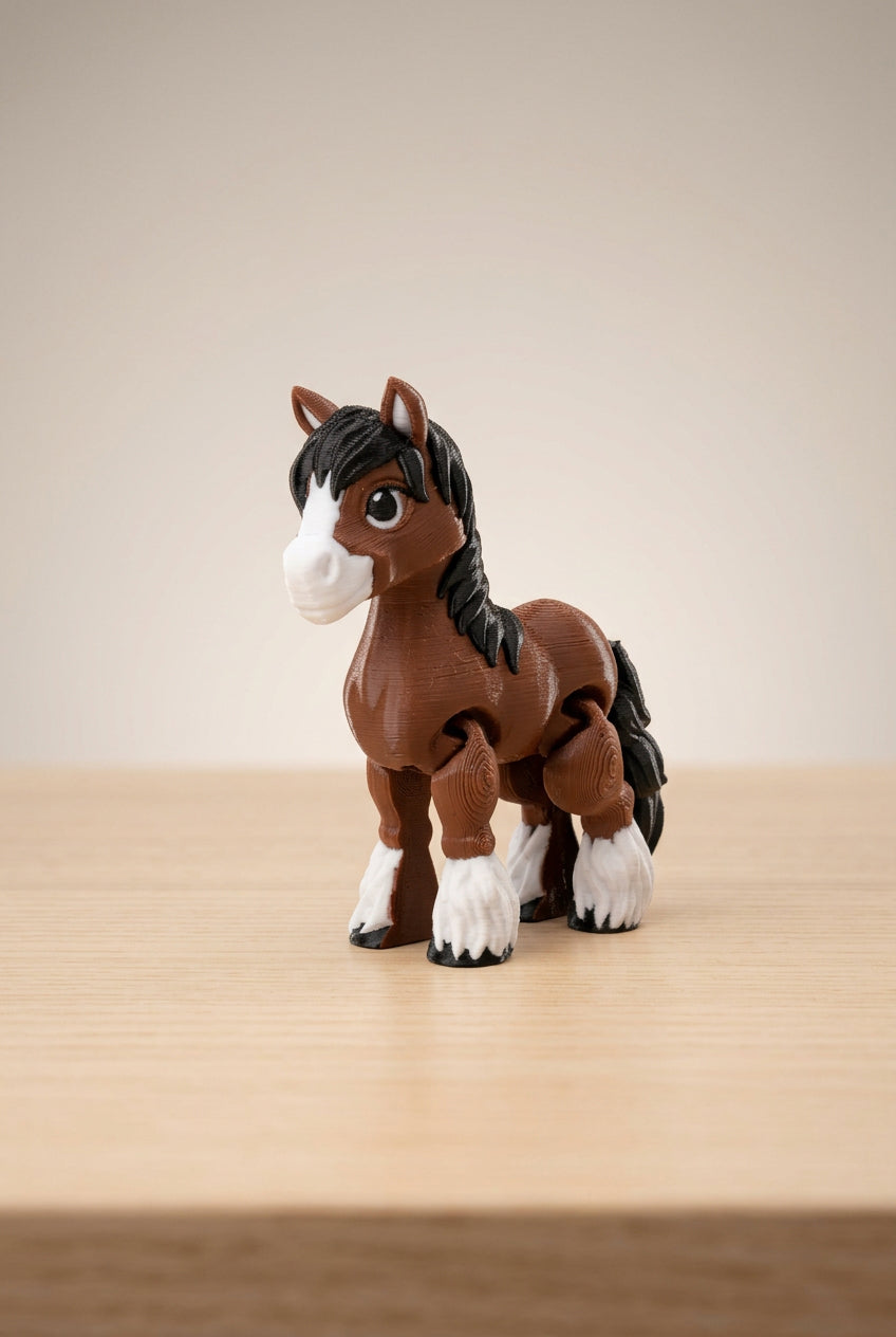 3D Printed Articulated Brown Horse