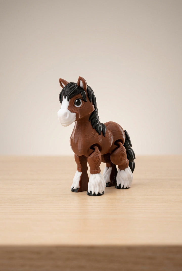 3D Printed Articulated Brown Horse