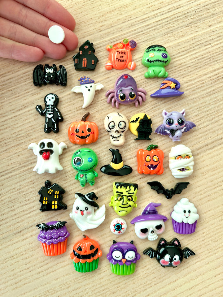 Lot of Halloween Charms | Fall-Themed Resin Set of 30+ Loose Parts