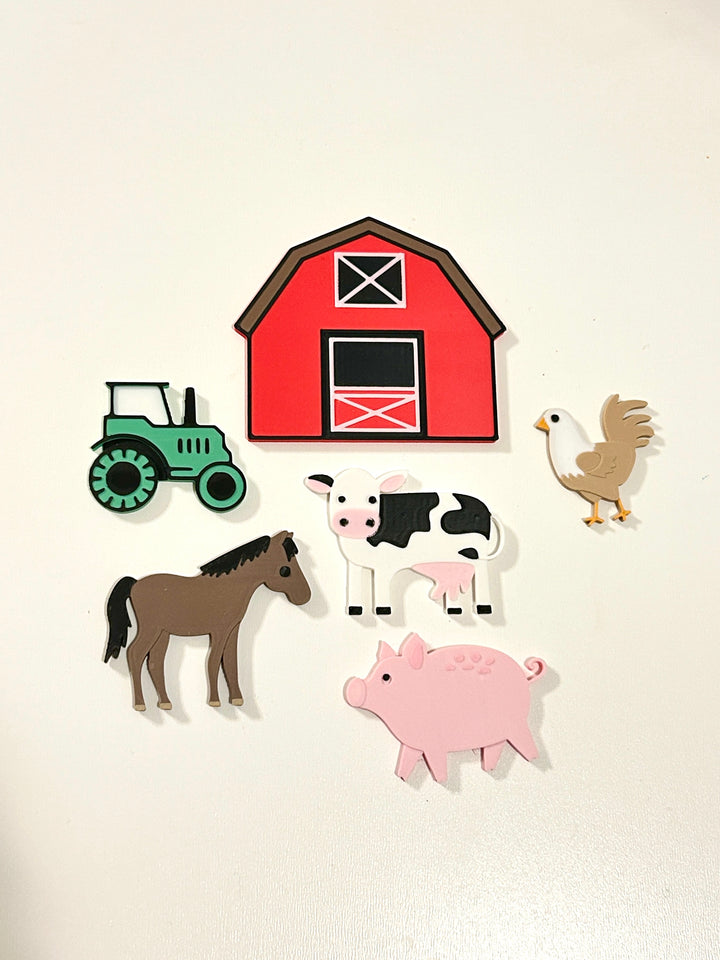 Farm &amp; Fall Fair Loose Parts Set | 3D Printed Farm Animals, Tractor &amp; Barn