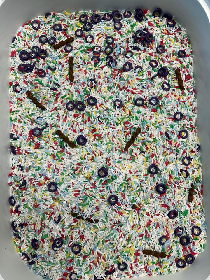 Cowboys &amp; Cosmos Sensory Filler Mix | Movie-Inspired Sensory Play | Handpainted Pasta