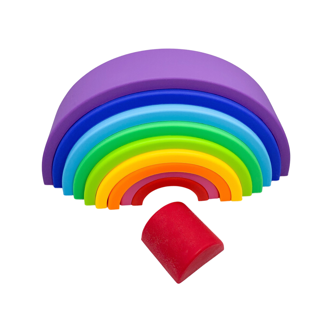 Montessori Silicone Stacking Rainbows | Baby Sensory & Bath Toy | BPA-Free Silicone