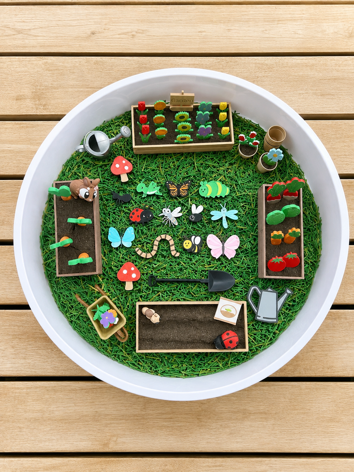 Miniature Gardening Set | Small World Play | Garden Sensory Bin | Playdough or Kinetic Sand ‘Dirt’