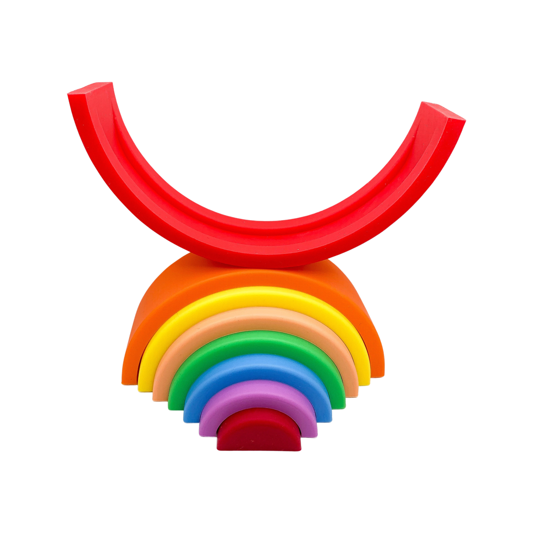 Montessori Silicone Stacking Rainbows | Baby Sensory & Bath Toy | BPA-Free Silicone