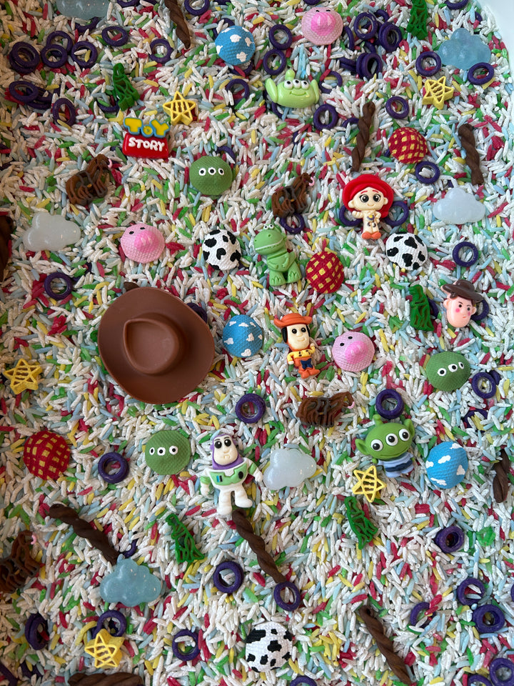 Cowboys &amp; Cosmos Sensory Filler Mix | Movie-Inspired Sensory Play | Handpainted Pasta