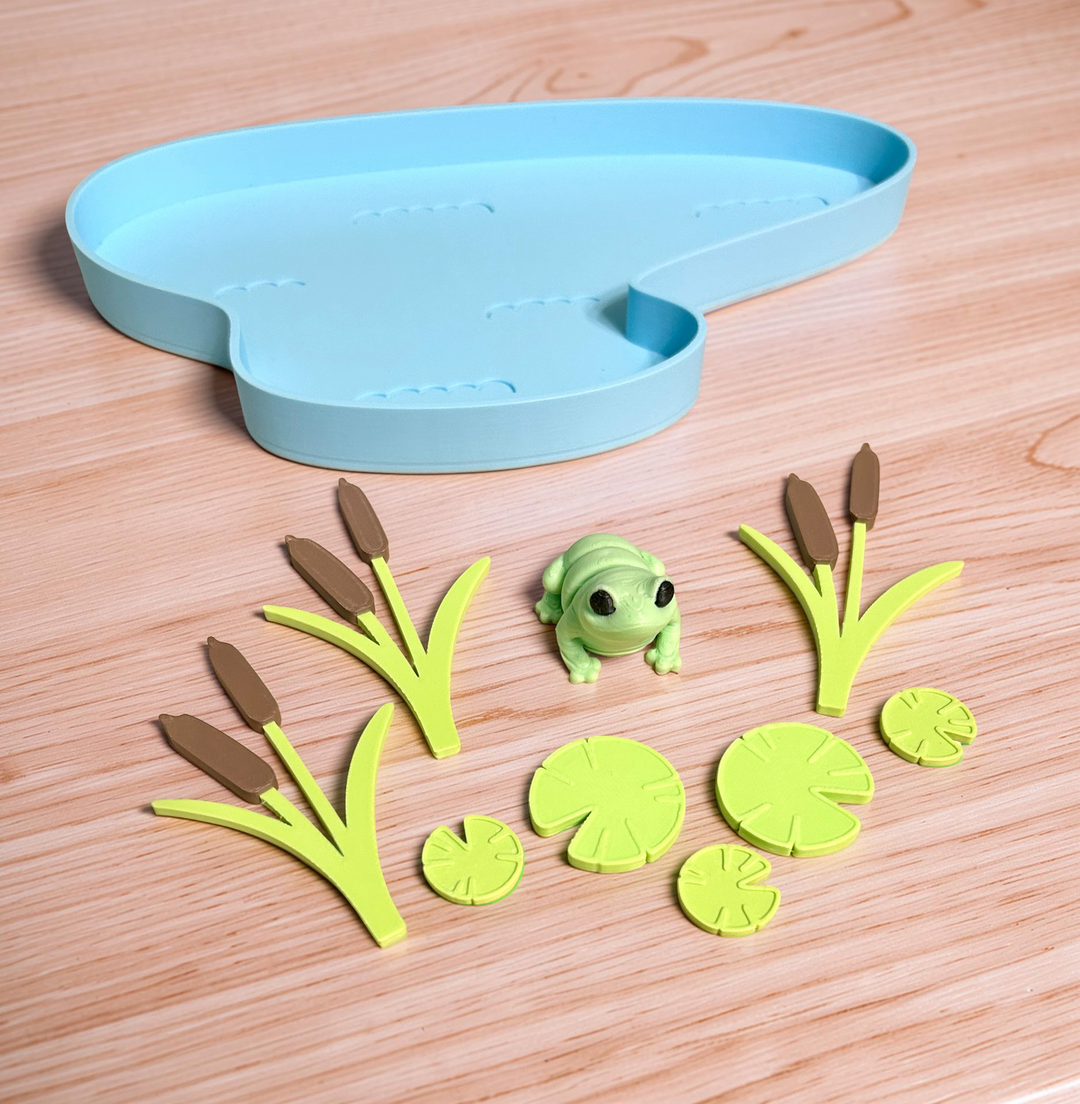 Frog Life Loose Parts | Pond Sensory Play | 3D Printed Flat Fillers | Eco-Friendly PLA