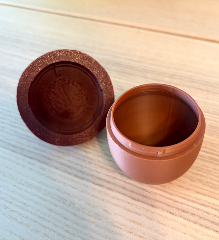 3D Printed Fillable Acorn | Small Trinket Container with Twist Lid