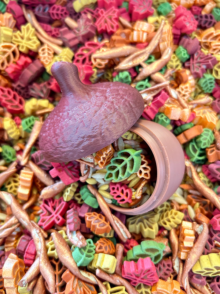 3D Printed Fillable Acorn | Small Trinket Container with Twist Lid