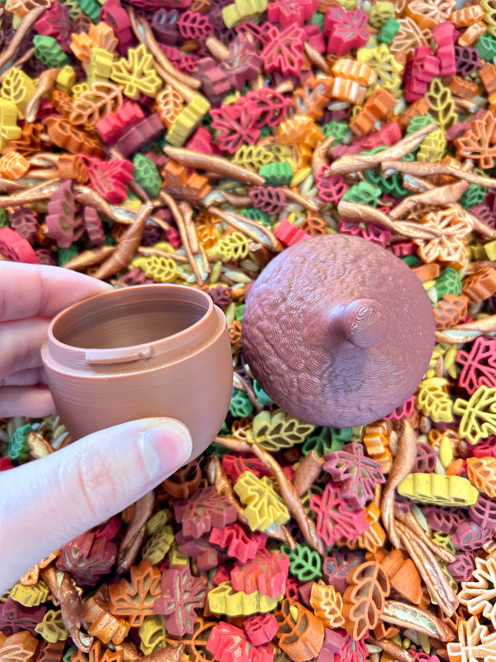 3D Printed Fillable Acorn | Small Trinket Container with Twist Lid