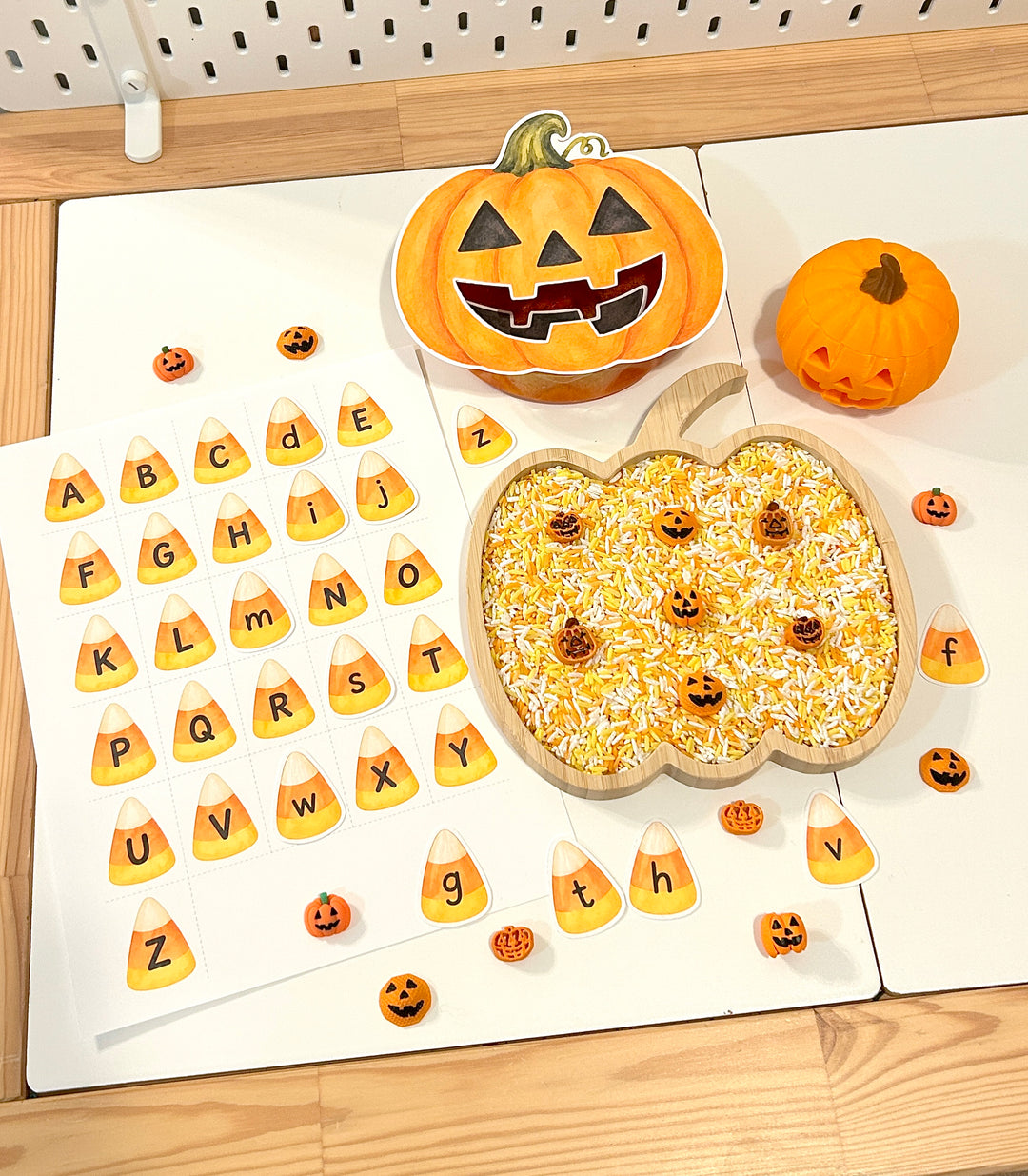 Jack O’ Lanterns Sensory Filler | Halloween Rice Mix with Handpainted Pasta