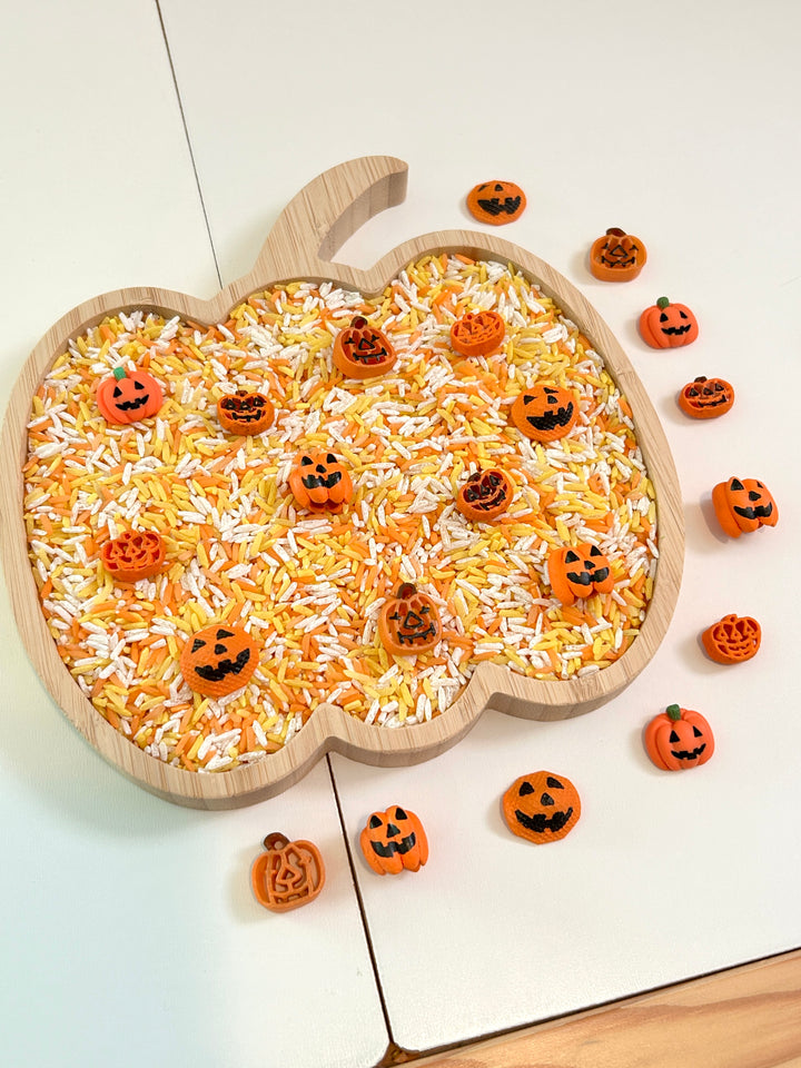 Jack O’ Lanterns Sensory Filler | Halloween Rice Mix with Handpainted Pasta
