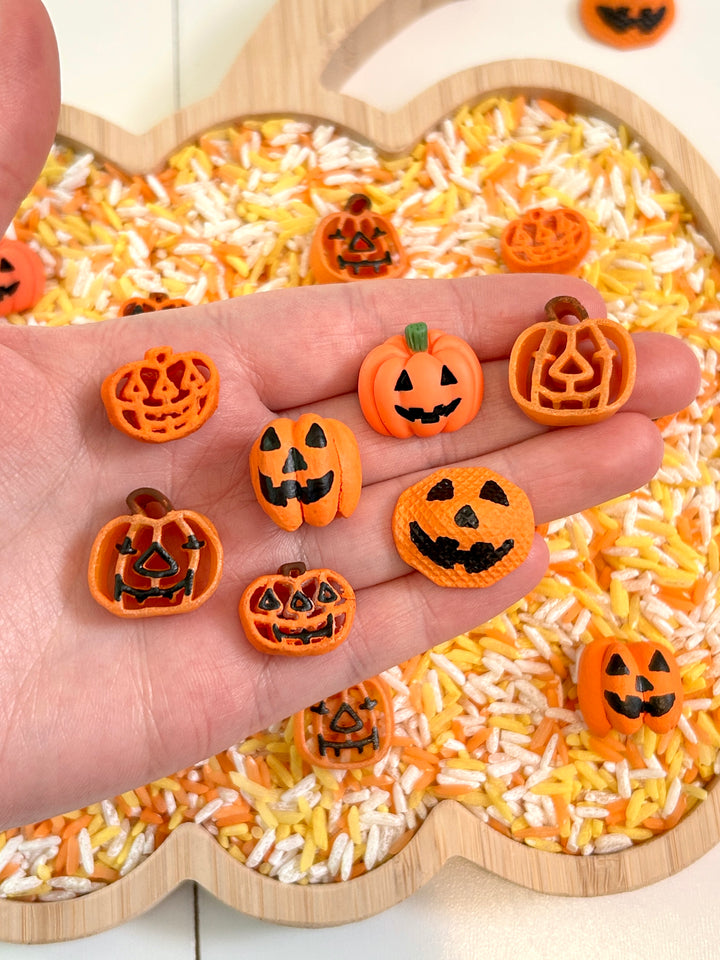 Jack O’ Lanterns Sensory Filler | Halloween Rice Mix with Handpainted Pasta
