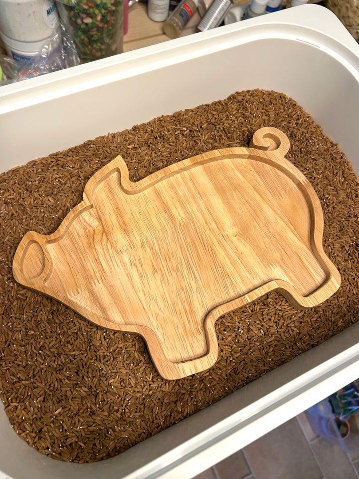 Wooden Pig Tray | Natural Wood Sensory Tray