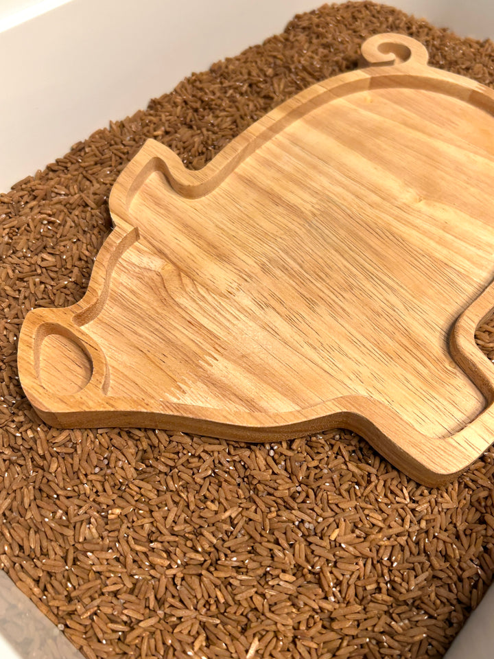 Wooden Pig Tray | Natural Wood Sensory Tray