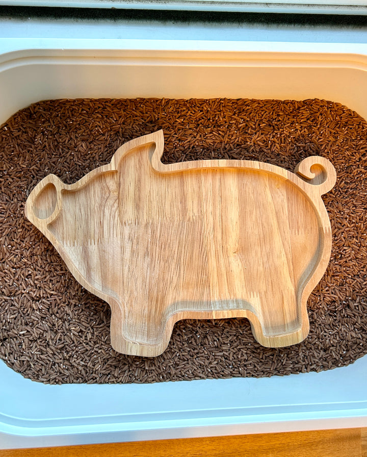 Wooden Pig Tray | Natural Wood Sensory Tray