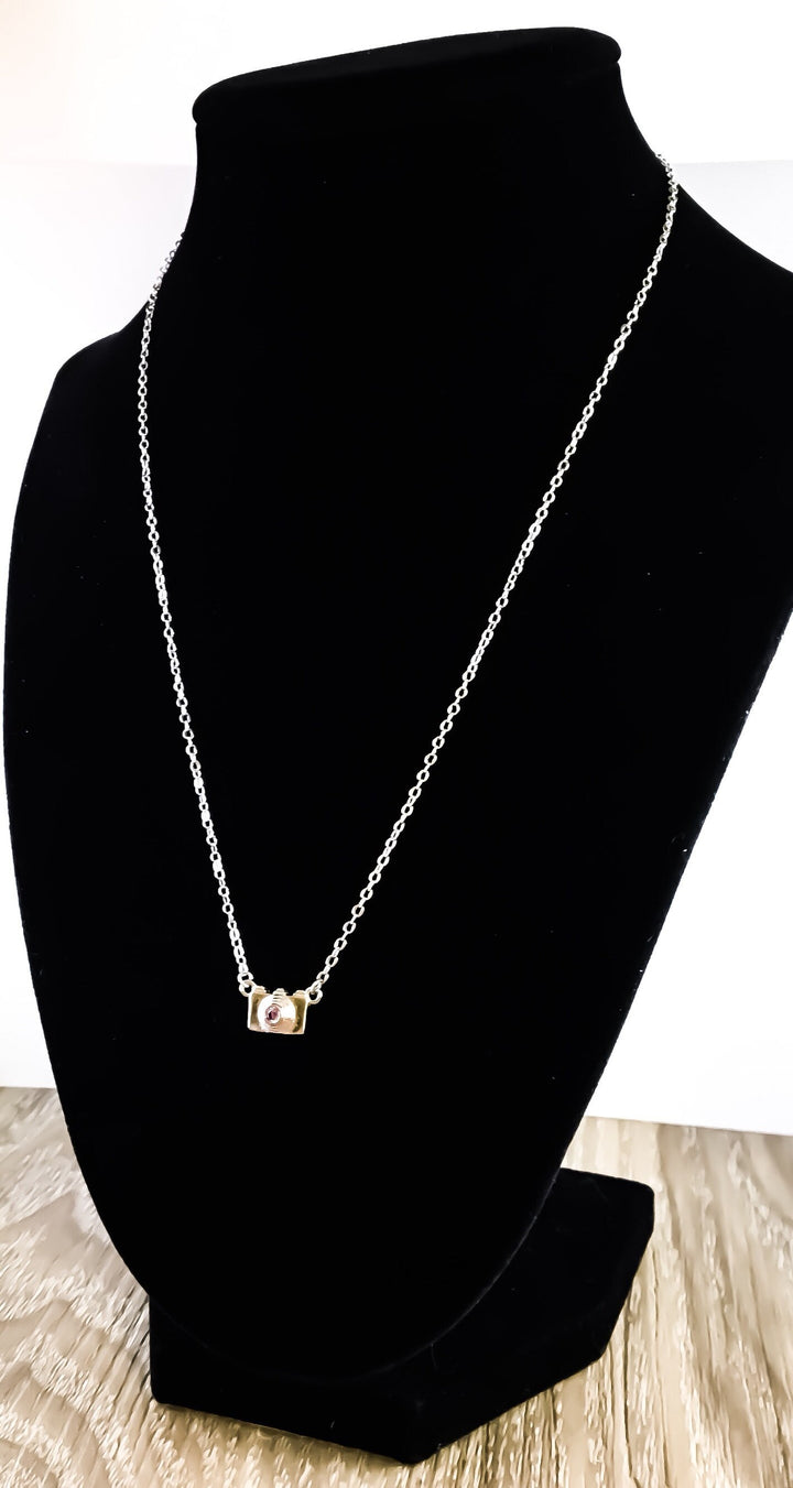 Tiny Camera Necklace with Card, Gift Box, Photographer, Thank You, Sterling Silver