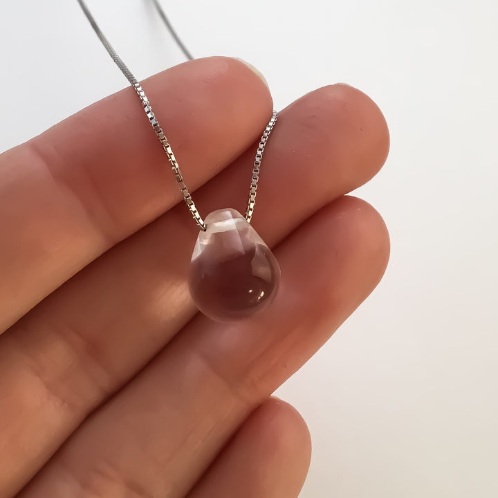 Dainty Waterdrop Necklace, Clear Tear Drop Pendant, Layering Necklace, Sterling Silver Jewelry, Thinking Of You Gift, Treatment Gift For Her