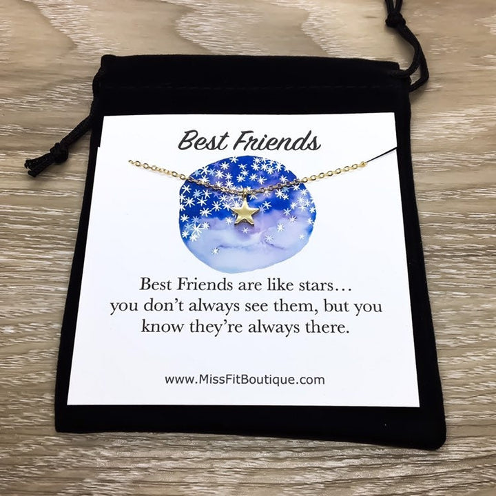 Les meilleures amies sont comme des étoiles, Collier étoile miniature, Bijou céleste simple, Cadeau d'anniversaire pour une meilleure amie, Cadeau pour une amie d'enfance, Cadeau de Noël