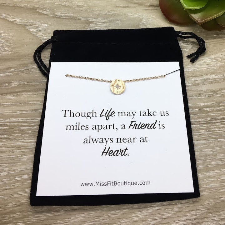 Collier Boussole Mini, Cadeau d'Amitié, Bijou Boussole, Bijou pour Meilleures Amies, Cadeau pour Amies Lointaines, Cadeau pour une Amie, Cadeau de Fêtes