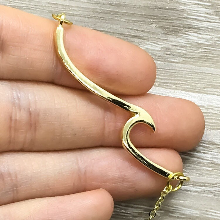 Simple Wave Necklace with Card, Life is Like the Ocean, Beach