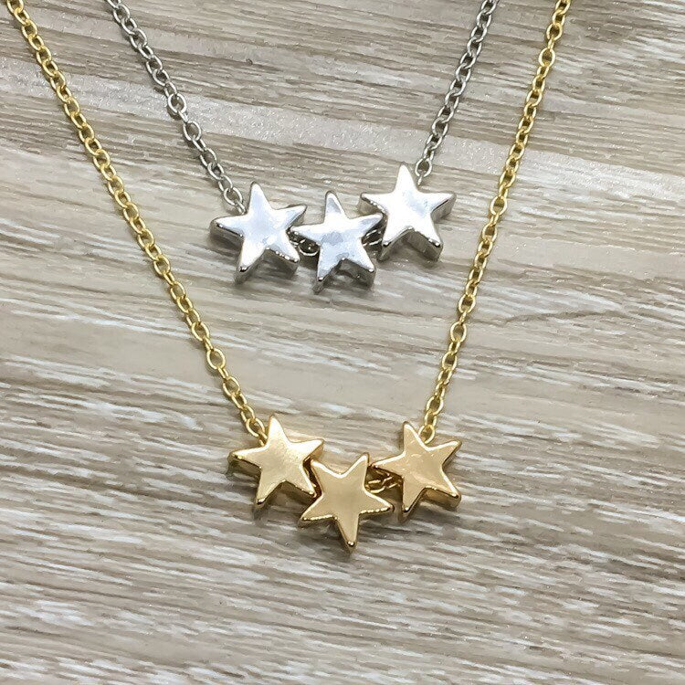Three Stars Necklace with Card, Gift Box, Reach for the Stars, Graduation